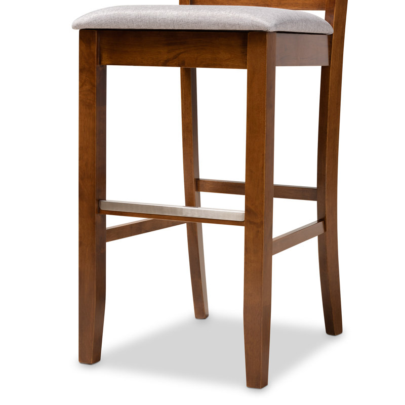Tabouret de comptoir en bois massif de 25 po Fraserburgh, Gris, Noyer, Tabouret de bar (siège d'une hauteur de 28,11 po)