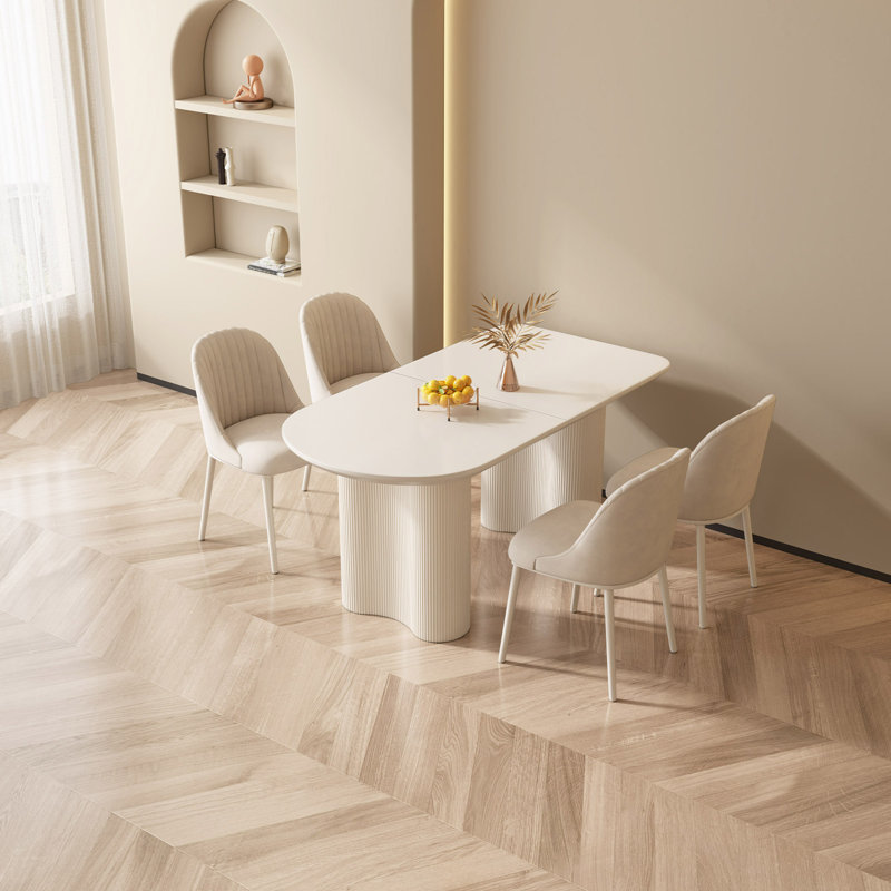 Table de salle à manger Abishan, Crème, crème, 29.56''H x 55.12''L x 31.5''W