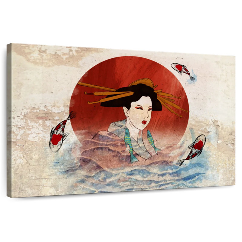 Koi et Geisha japonais Leisha, H 30 po x l 45 po