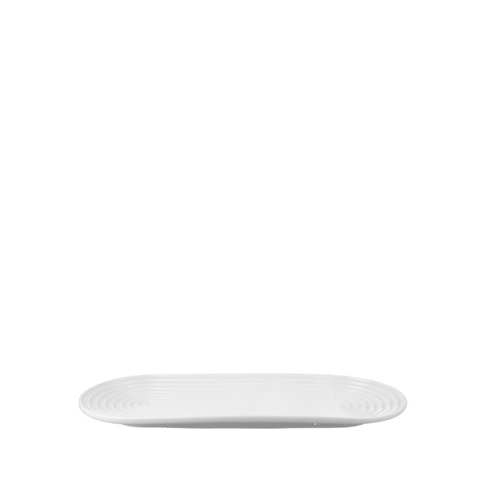 Plat de service ovale en porcelaine Lyngby Tura, blanc, l: 13,4 po, 1" H x 5.7" W x 13.4" L