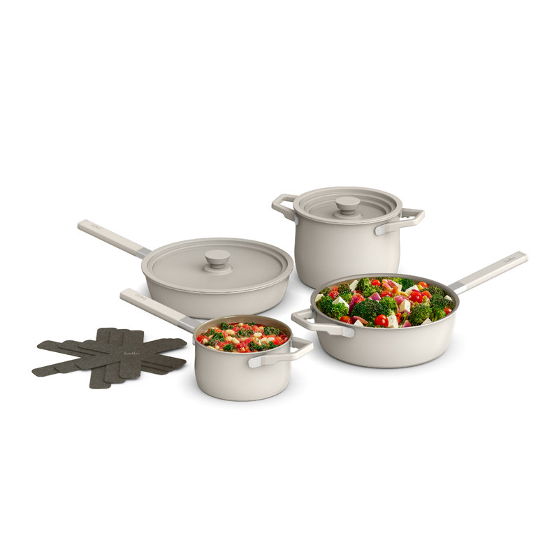 Bella 9 Piece Store More Cookware Set, Oatmilk