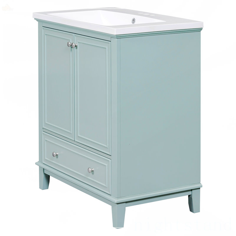 Meuble-lavabo 30 po avec lavabo, Turquoise, Argent argent