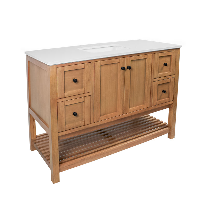 Ensemble de meuble-lavabo simple 48 po Binne, Blond, Blanc d'ingénierie