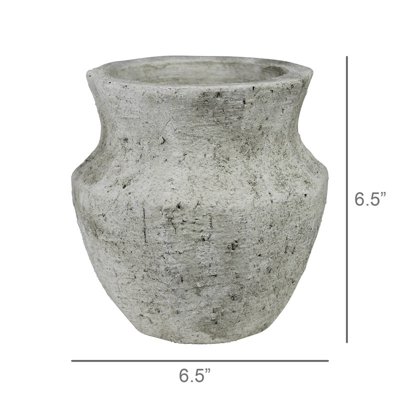 Vase Toullon, ciment blanc - Sm