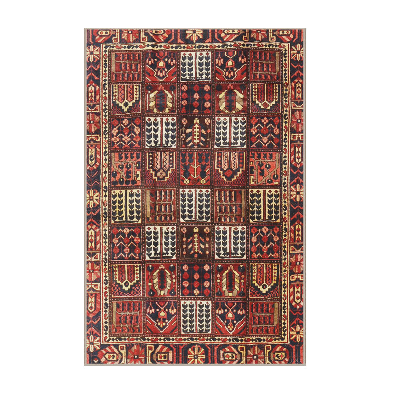 Tapis brun / rouge traditionnel, Rectangle 4 pi x 6 pi
