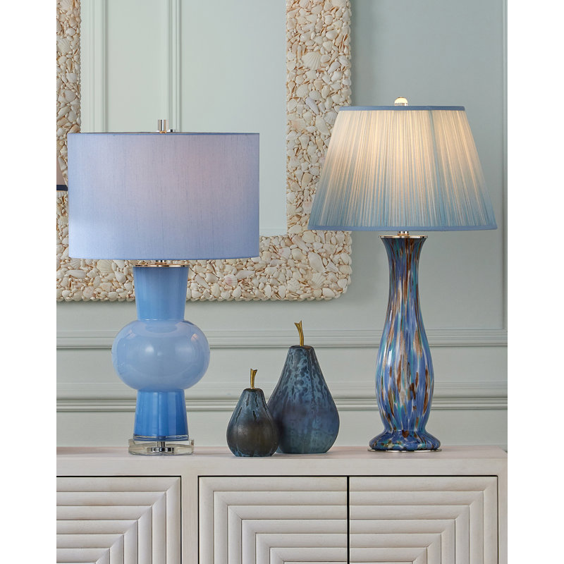 Glass Dark Blue Pear Set Of 2