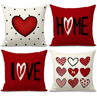 Ensemble de 4 housses de coussins décoratifs pour la Saint-Valentin