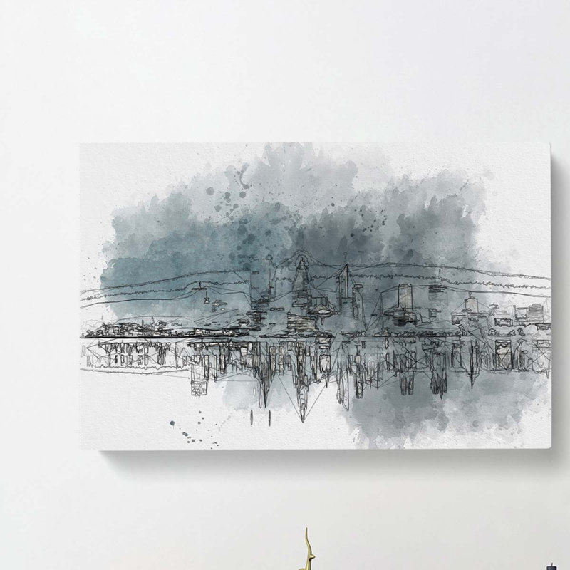 Perth City Skyline Australia At Night In Abstract - Wrapped Canvas Print, 40cm H x 60cm W x 3cm D