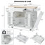 Élégant îlot de cuisine avec rangement pour poubelle, 5 roulettes, 3 tiroirs, station de charge électrique, finition blanche moderne avec correcteur, tablettes réglables, tablettes latérales ouvertes-851153548-851153544