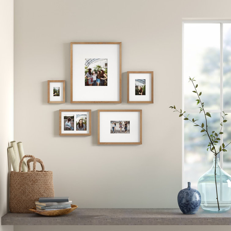 Golden State Art, 8x8 Picture Frame - Ivory Mat for 4x4 Photos - Grey Wood  Grain Style - Wall Display - Great for Family Photos, Portraits, Baby