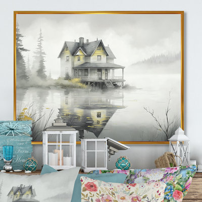 Cottage par le lac - reproduction sur toile