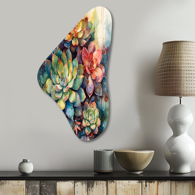Art mural asymétrique en métal Manuli - Cactus Boomerang, H 31 po x l 17 po