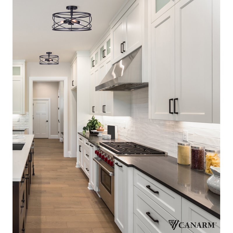 Adalid Steel Semi Flush Mount, Black