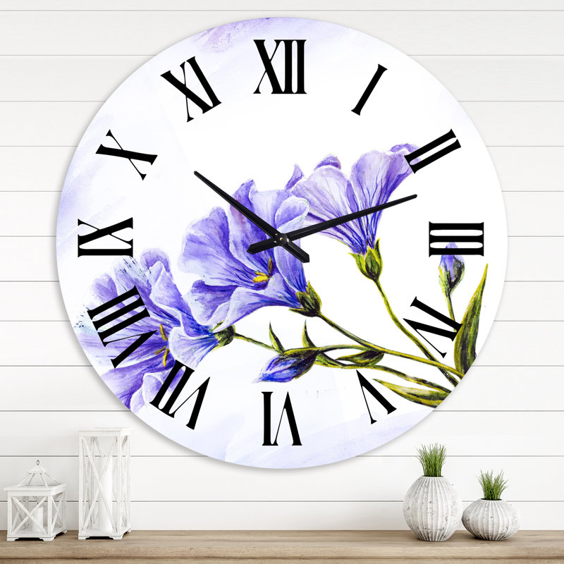Blue Wildflowers - Horloge murale traditionnelle, Grand