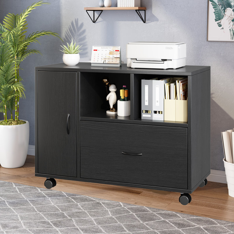 36.2''Wide  1-Drawer Rolling File Cabinet With Shelves, White