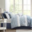 Édredon pour grand lit - 8 pièces avec rembourrage de chambre bleu imprimé partiel