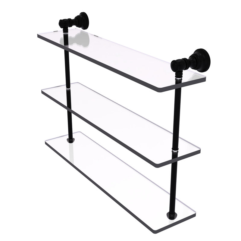 Freyja 3 Piece Glass with Towel Bar, 16" H x 22" W x 5.54" D, Matte Black