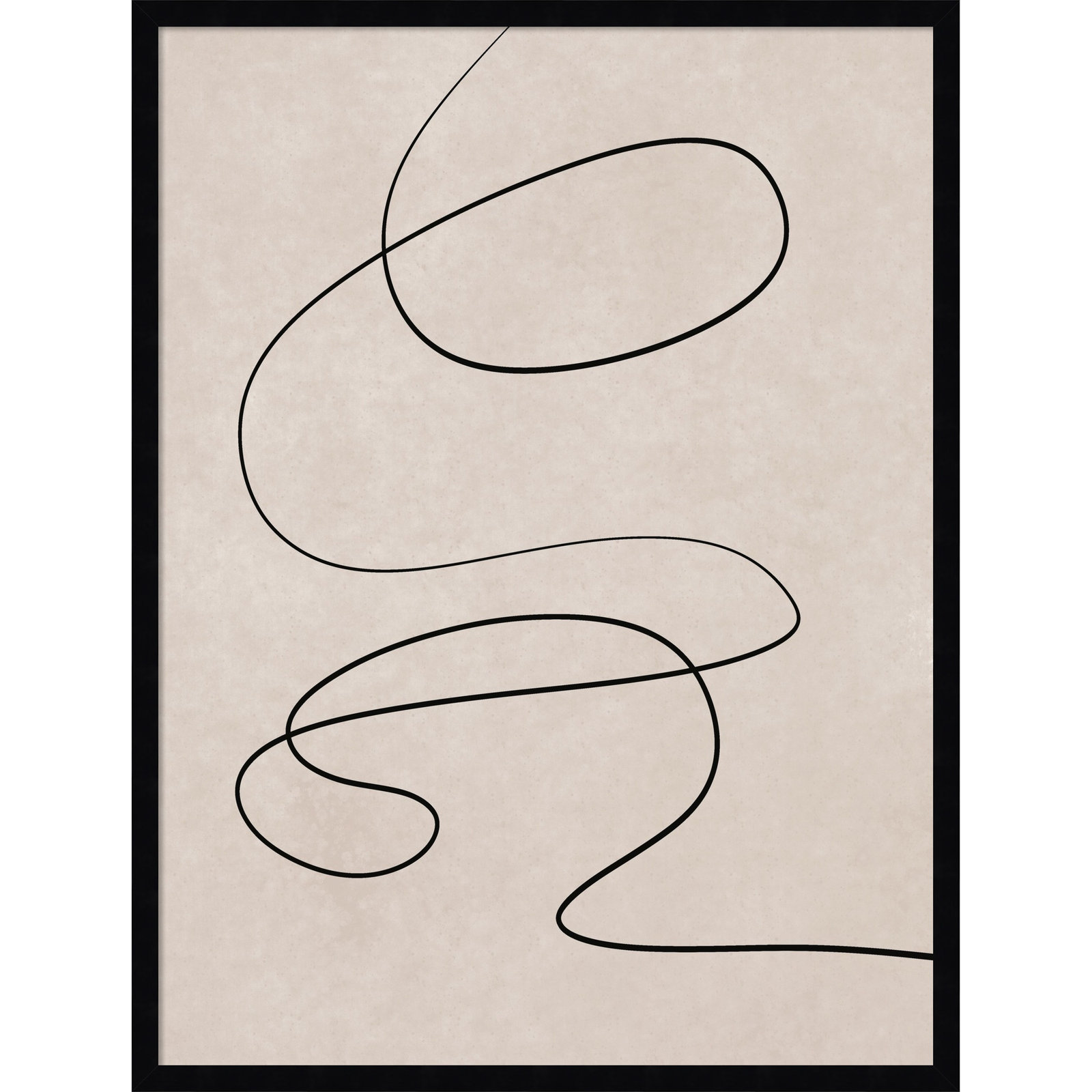 Black Line and Textured Beige Print, 33" H x 25" W, Black