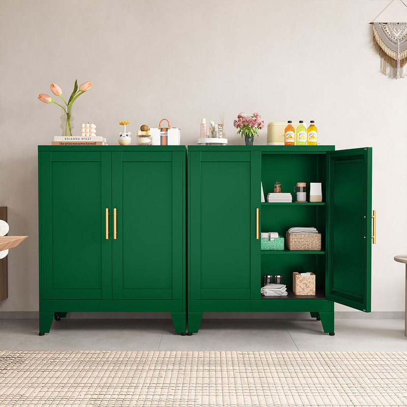 Petites armoires modernes en métal Ado Stoarge pour cuisine, salle de bain et bureau à domicile, Vert