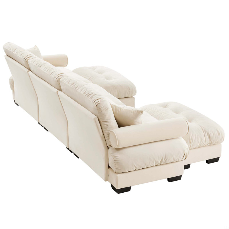 Canapé modulaire en U avec deux repose-pieds mobiles, canapé d'angle moderne à 3 places