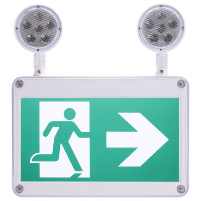Running Man Green Combo Exit Sign/Emergency Light - 120/347V - 2HR Backup - Single/Dual Face - Universal Mounting - Wet Location