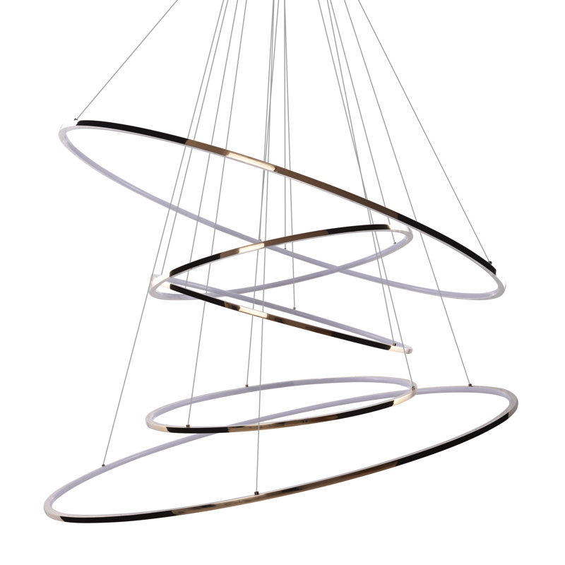 5 - Light LED Geometric Pendant, Gold