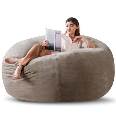 Fauteuil à billes géant en mousse à mémoire de forme de 6 pieds, chaise longue pour adulte, spacieux - convient à n'importe quelle pièce, parfait pour les soirées cinéma et la lecture