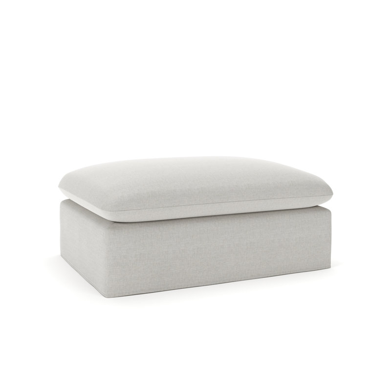 Luna Slipcovered Ottoman And A Half, Drusky Ivory Sustain® Basketweave