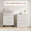 Commode verticale mince à 4 tiroirs - Coffre de rangement moderne en bois avec pattes en métal - Meuble de rangement autoportant peu encombrant pour chambre, garde-robe, salon, entrée, pieds réglables - Blanc-217908909