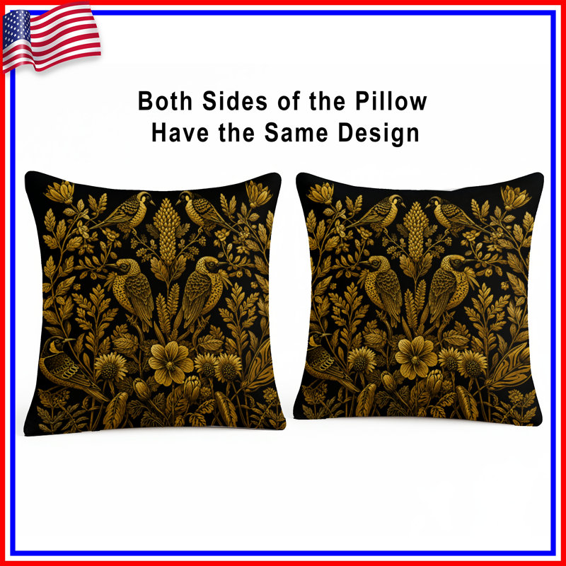 Coussins Golden Birds Botanical, 14 X 14 pouces