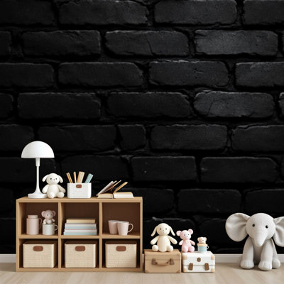 Papier peint auto-adhésif mural en briques noires foncées pour la conception H 69 po x l 96 po amovible, papier peint mural autocollant pour chambre à coucher, bureau à domicile