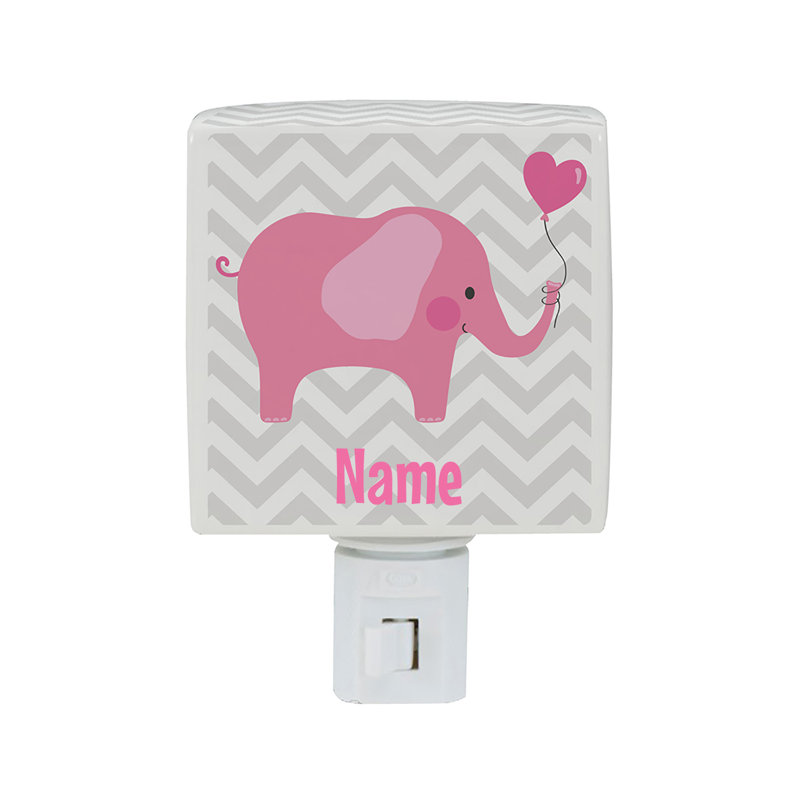 Veilleuse éléphant rose avec nom personnalisé imprimé