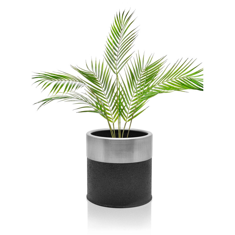 Pot à fleurs 100% métal Matsumura, Noir / argent