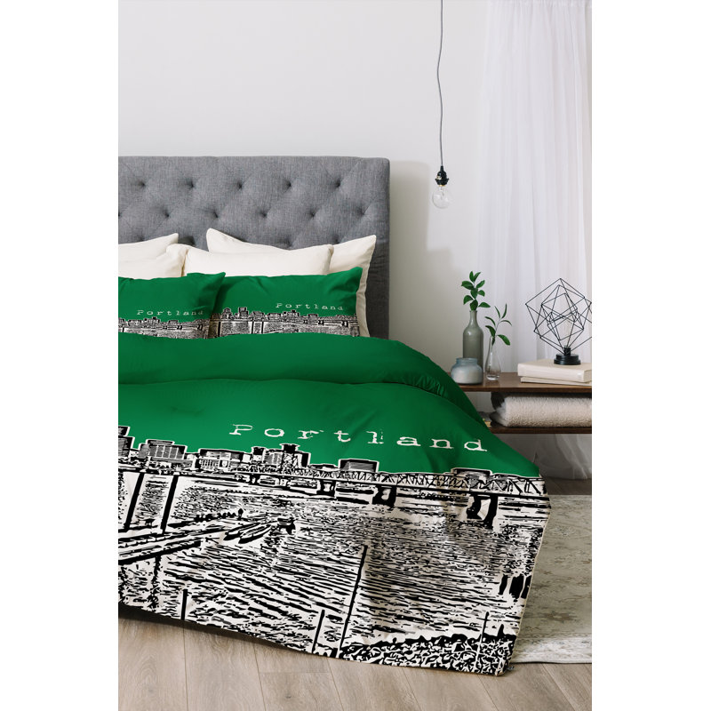 Ensemble de housse de couette Portland, Housse de couette pour très grand lit et 2 très , Vert