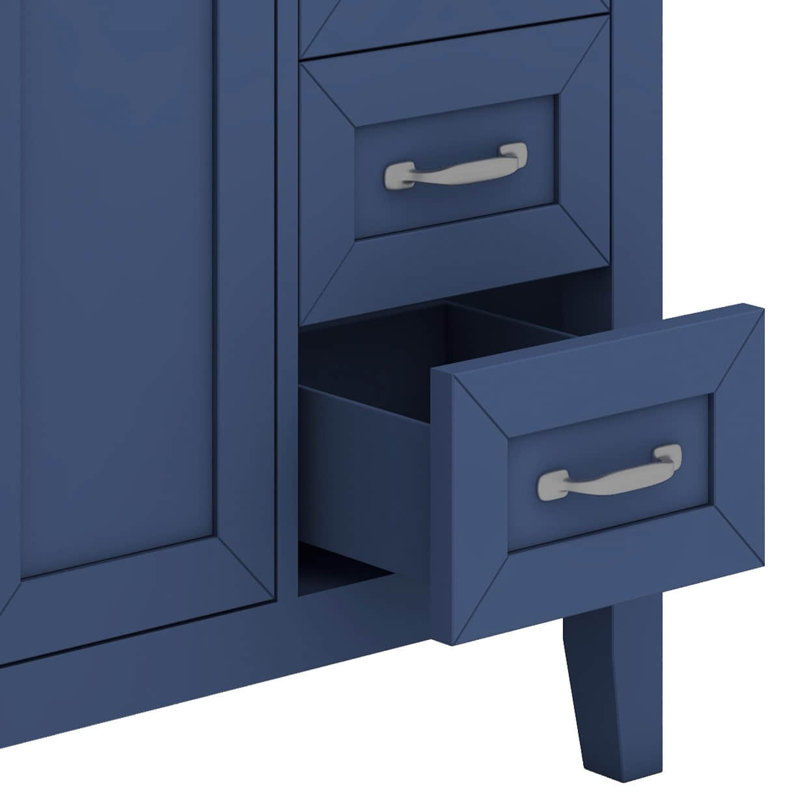 Meuble-lavabo simple 36 po avec tiroirs pratiques, Bleu