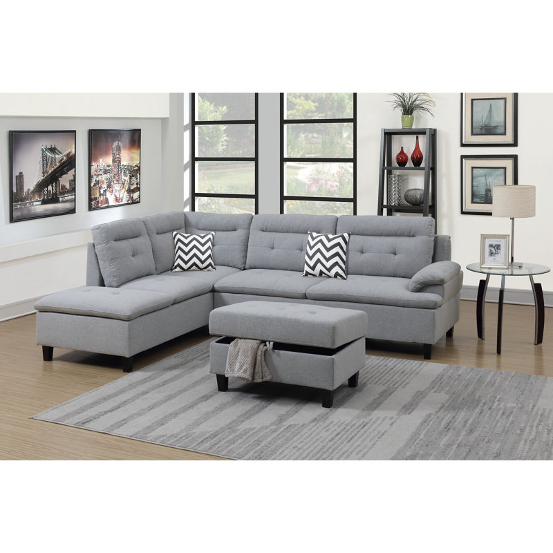 Upholstered 105.42'' Sofa, Gray Velvet