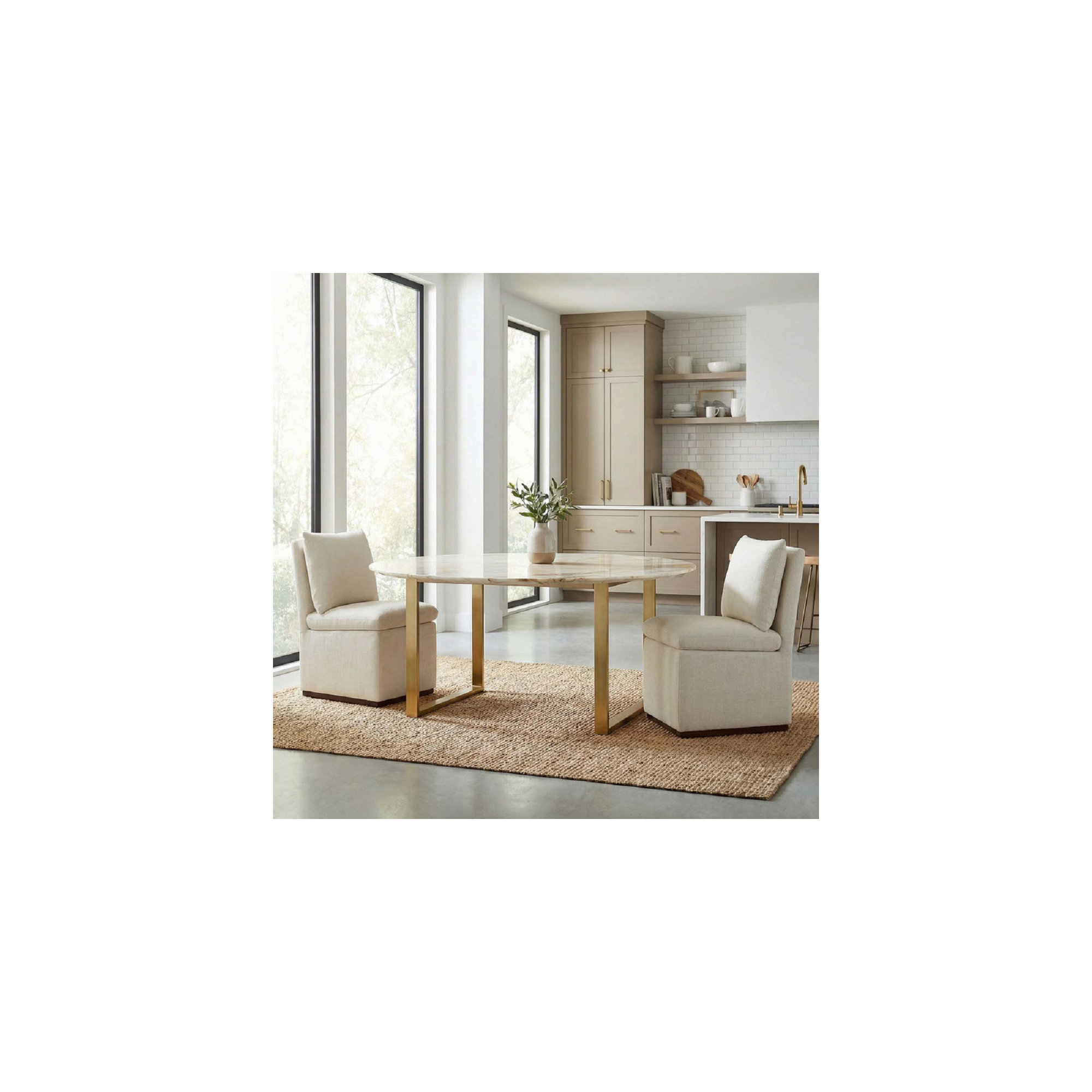Bobbi Upholstered Dining Chair, Effie Linen Performance Linen