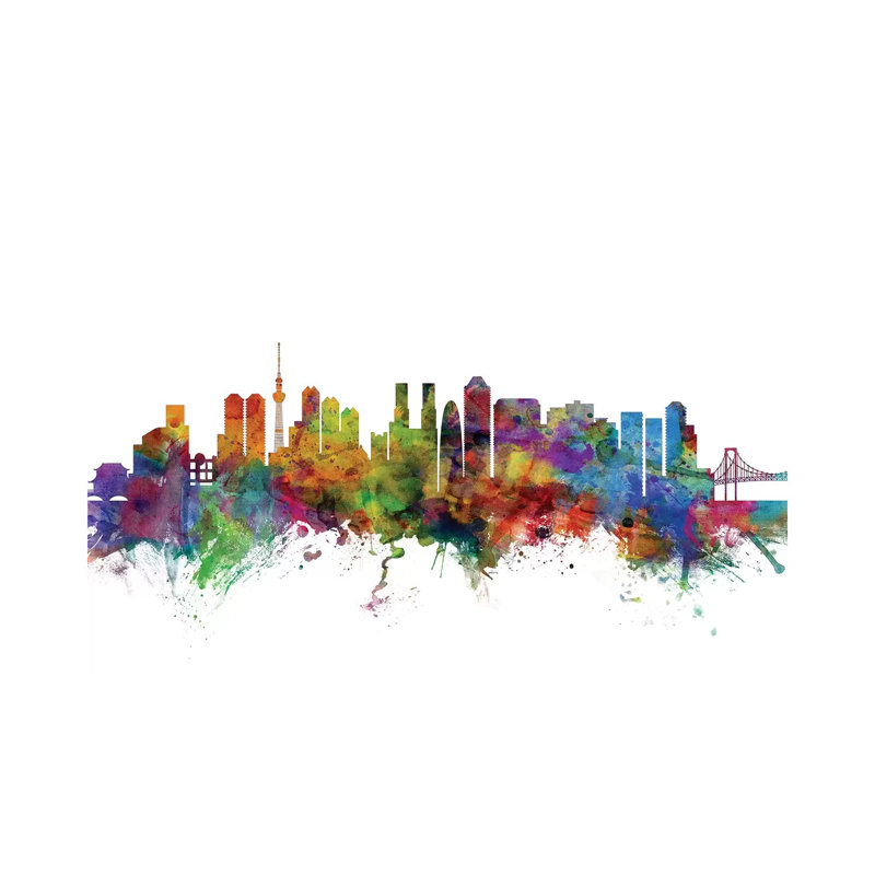 Tokyo, Japan Skyline by Michael Tompsett - 1 Piece Wrapped Canvas Wall Art, 20.32 cm H x 30.48 cm W