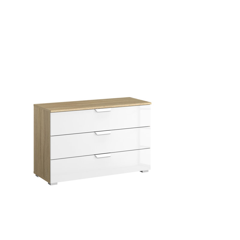 Aditio 3 Drawer Combi Chest, Oak sonoma/High-gloss white