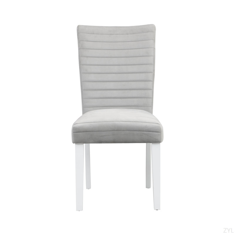 Ensemble de 2 chaises d'appoint en velours gris et blanc brillant