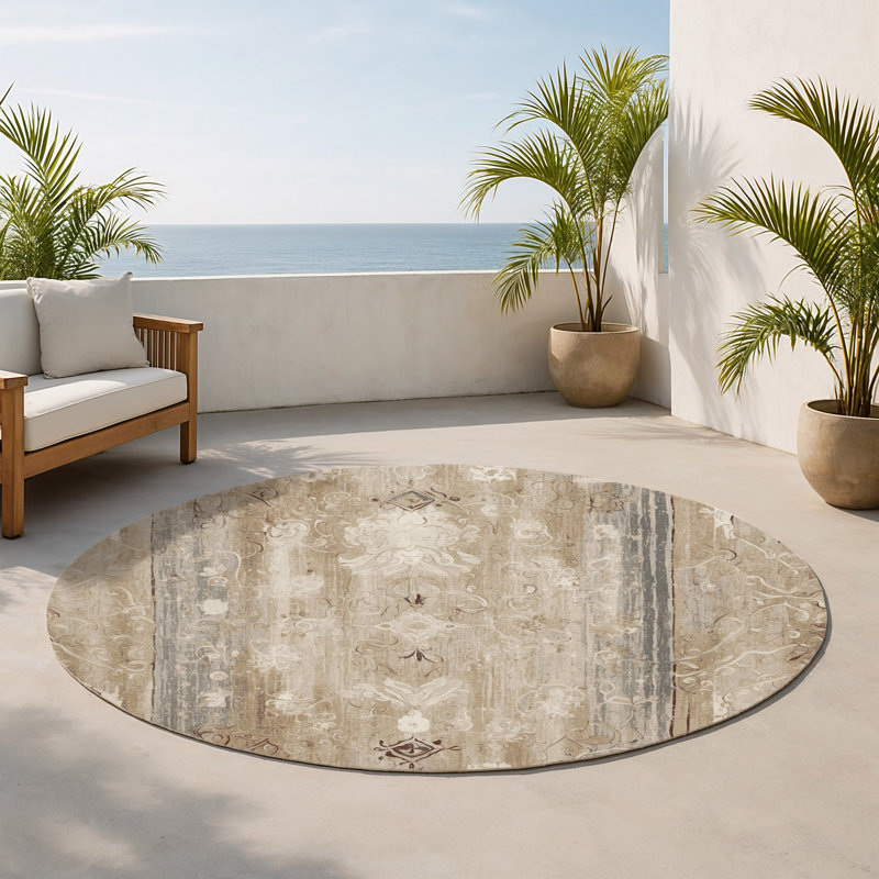 Satin Layers Indoor And Outdoor Area Rug, Round 5'