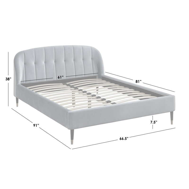 Lymansville Wingback Platform Bed, White Velvet