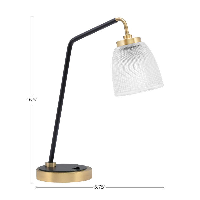 Lampe de bureau en acier inoxydable Bastogne, Noir mat / laiton