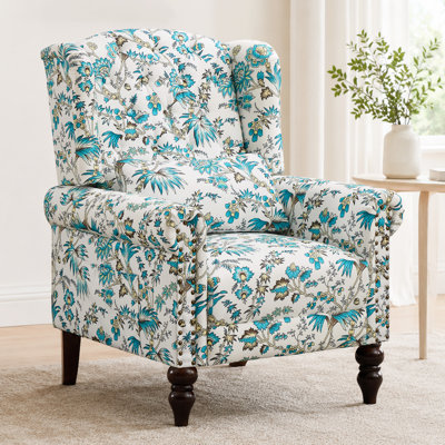 Fauteuil à oreilles Kinsman, fauteuil de style Mid-Century moderne avec garniture cloutée, canapé rembourré simple avec pieds en bois massif pour le salon, la chambre à coucher