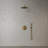 Brushed Gold Round 12" Rain Head 2 Way Function Thermostatic Shower Kit