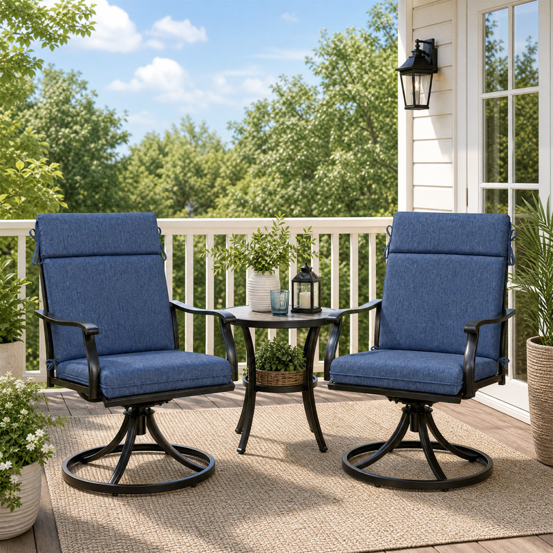 Ensemble de coussins de chaise d'extérieur à haut dossier, Marine, L 20 po x P 17 po