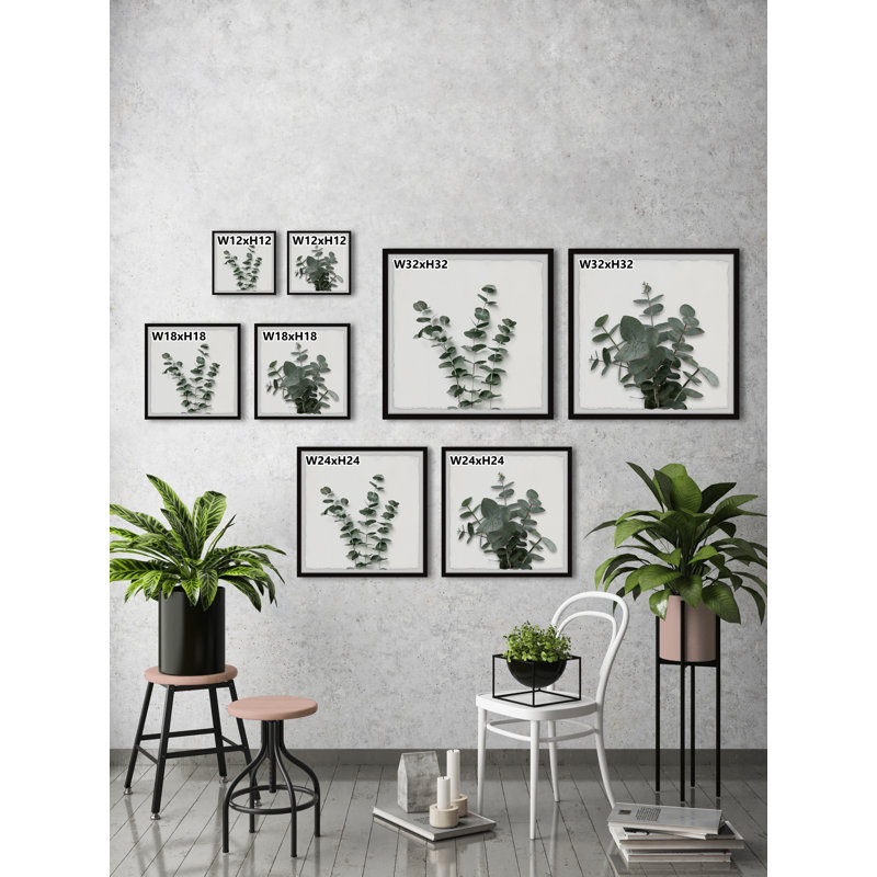 Diptyque de feuilles d'eucalyptus, H 18 po x l 18 po
