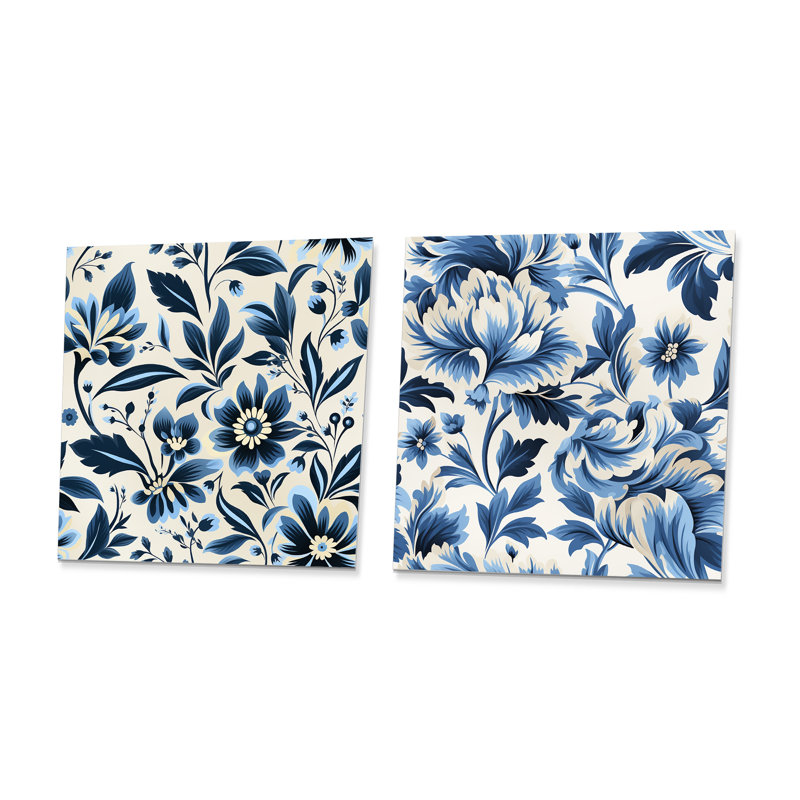 Levron - Ensemble de 2 carrés décoratifs floraux en métal, H 36 po x l 72 po