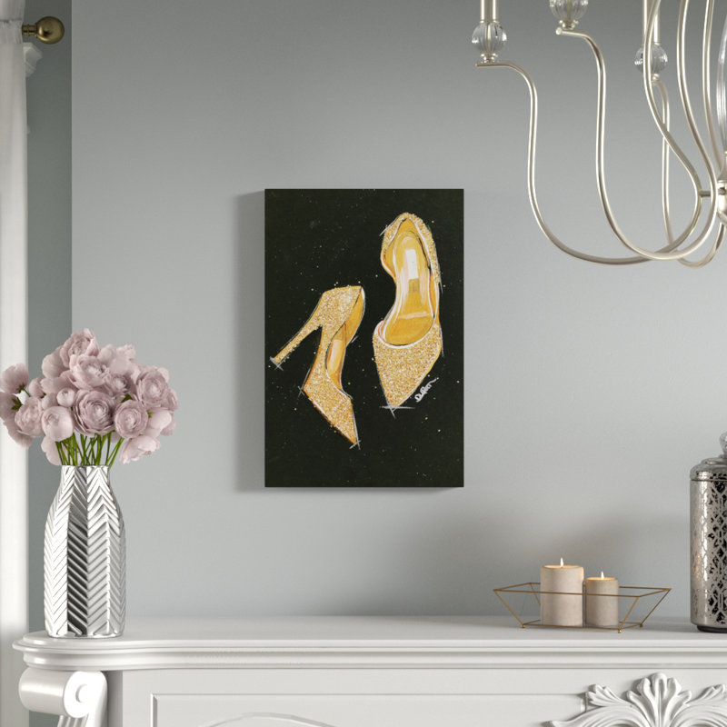 Jimmy Choo Glitter, reproduction d'art sur toile tendue, H 26 po x l 18 po x P 1,5 po, Toile avec cadre noir, Pas de tapis