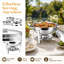 Ensemble de 2 réchauds ronds en acier inoxydable de 5 pintes, chauffe-buffet / refroidisseur, finition miroir, cadre pliable, empilable